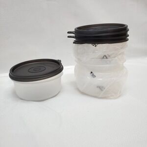 Tupperware ● Serving Cup Set of 4-Black Seal W/Lid New Small Container #1321-14